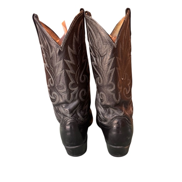 Dan Post Vintage Black Leather Western Cowboy Boots Men’s Size 8 USA Made in EUC - Picture 10 of 15